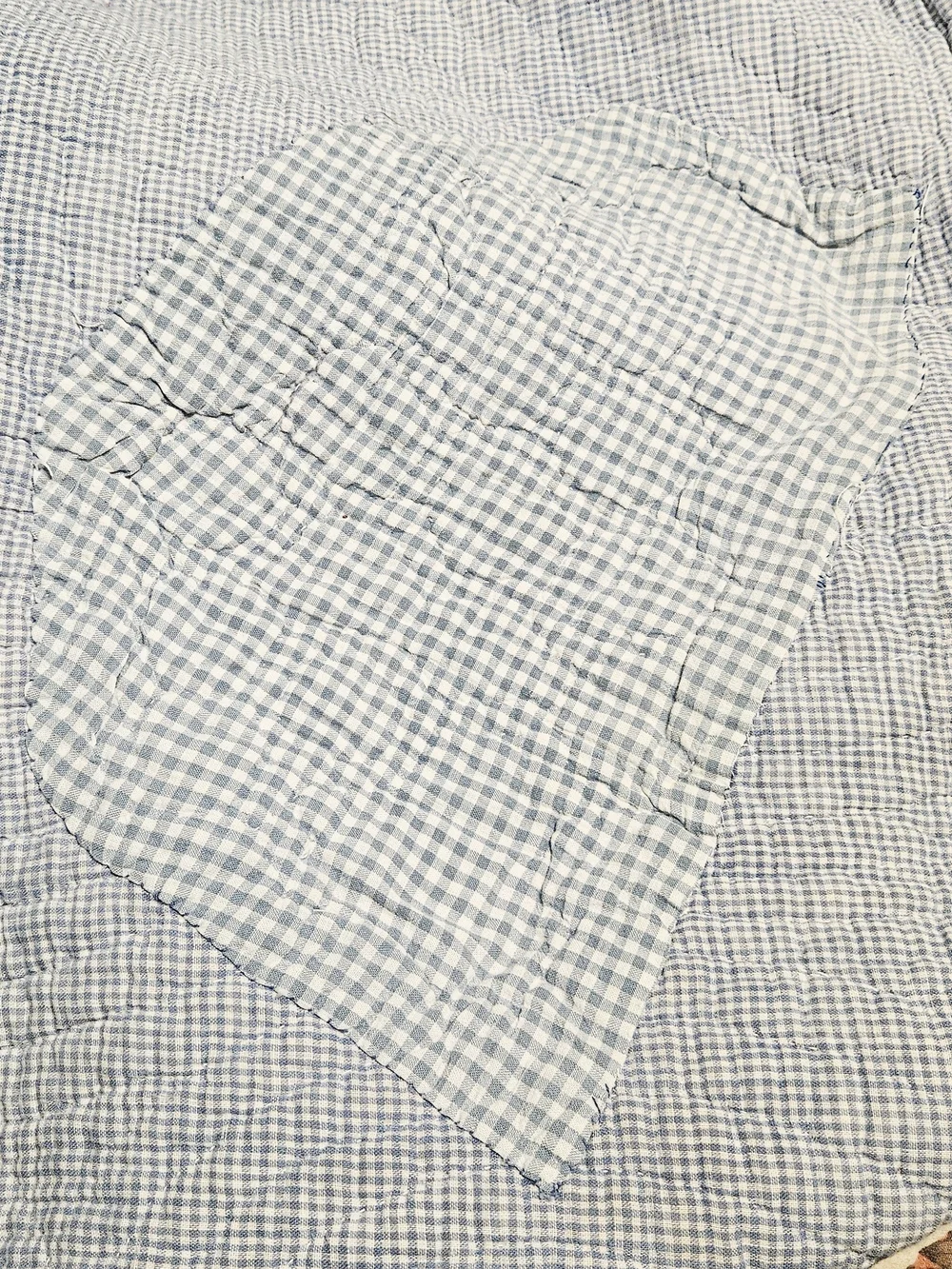 Vintage Patchwork Quilted Bedspread in Red, Blue, Yellow